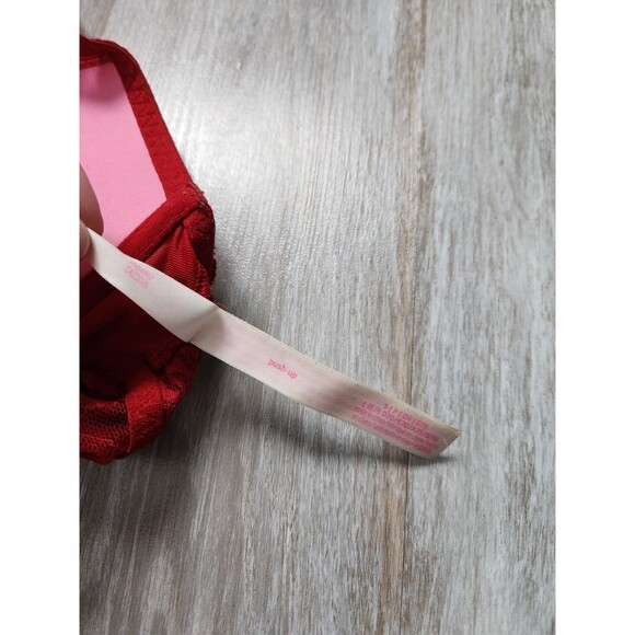 Victoria's Secret PINK Pushup Bralette Deep Red Lace Overlay Pullover Sz S EUC - Picture 7 of 8